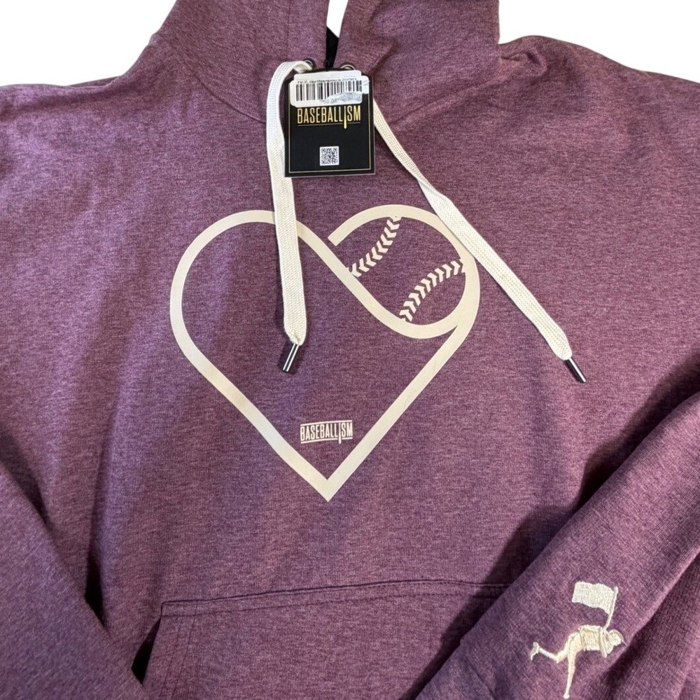 Baseballism Womens Heather Purple Heart Baseball Infinity Pullover XL NWT‎ J6